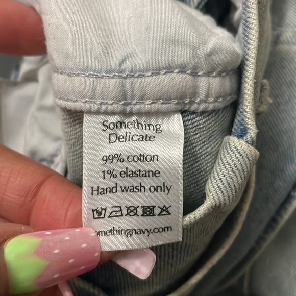 Something Navy Denim Vintage 80s crop top paper bag pant set - Picture 11 of 12